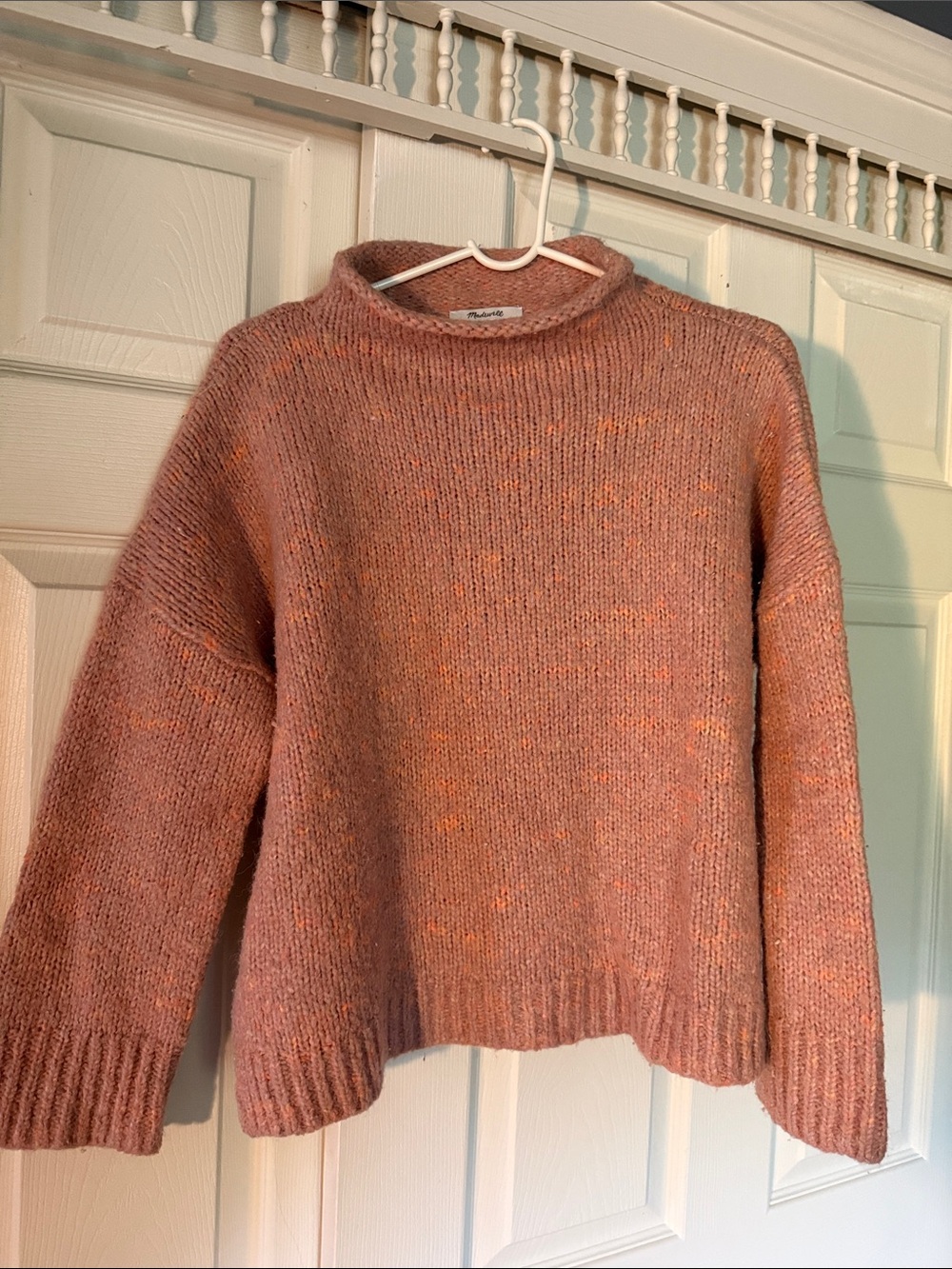 Madewell Rose-Tone Mock Neck Chunky Knit Sweater